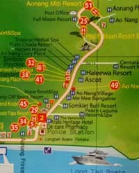 Ao Nang and Nopparat Thara Beach Map
